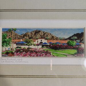 Spanish Tuscan Art Print Artist Signed La Quinta, California Penn Mutual 2004